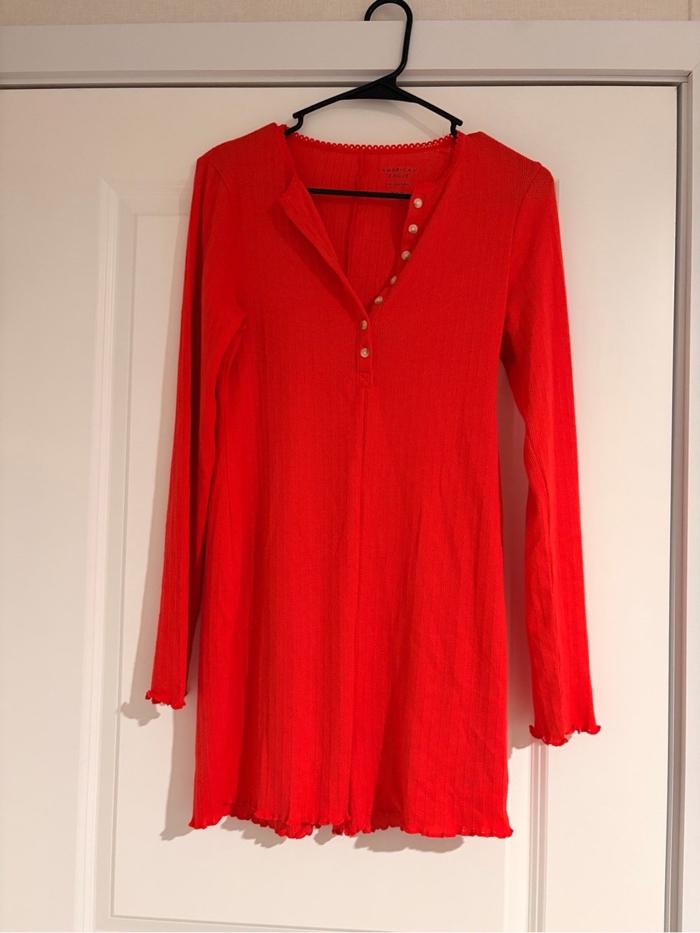 AE Women’s Long Sleeve Red Romper Pajamas